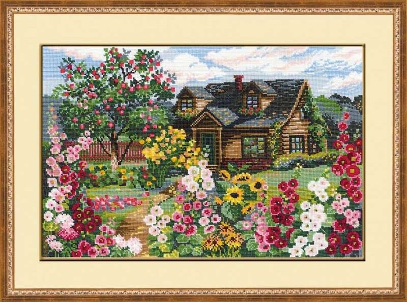 RIOLIS - Flowering Garden 978, Cross Stitch Kits 14,96" x 10,24", Cross Stitch Kits for Beginners & Advanced, Crossstitching Kit Adult, Embroidery Counted Stitching Kit